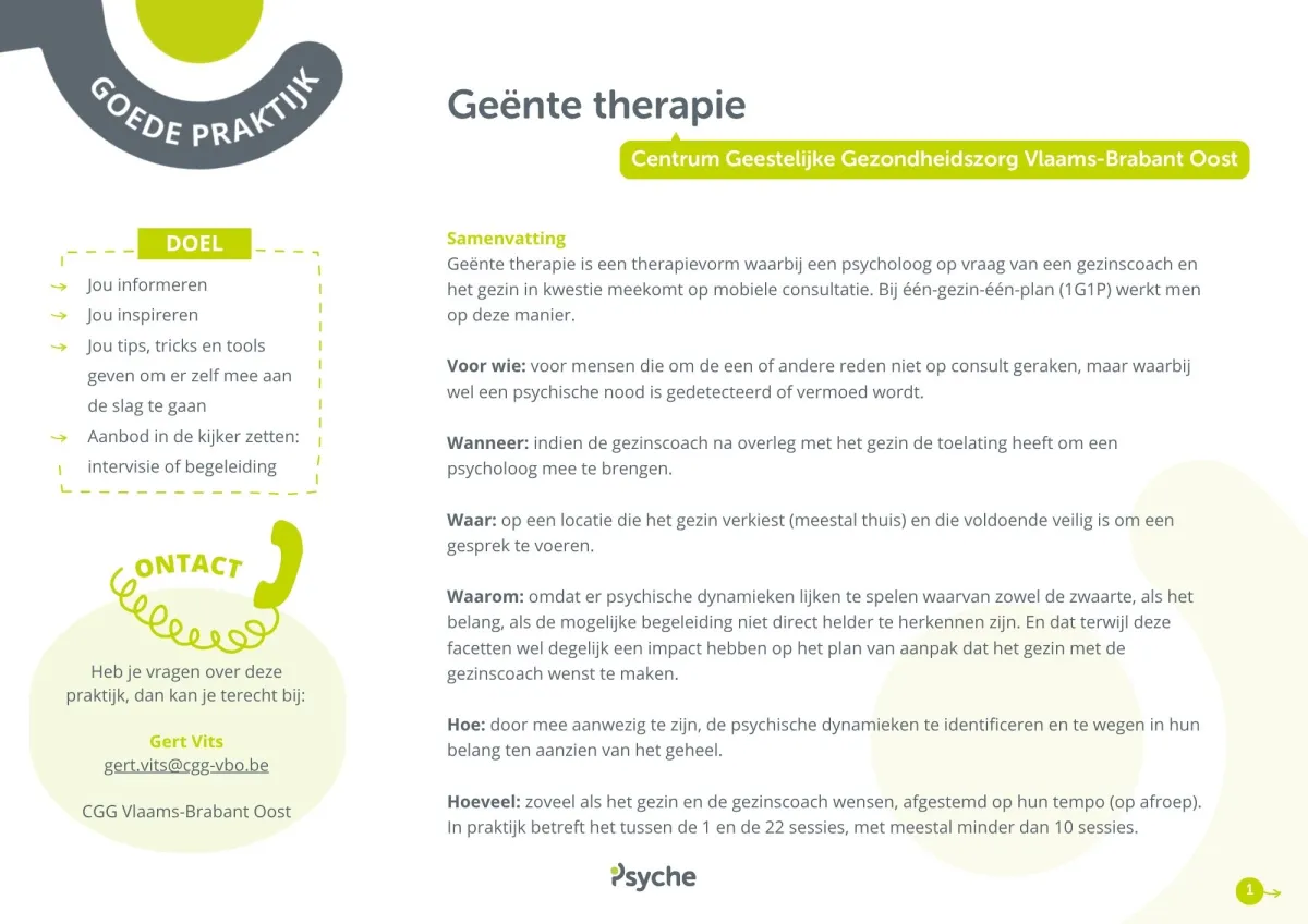Goede praktijk: Geënte therapie