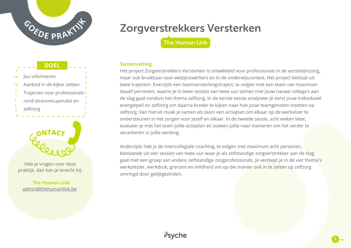 Goede praktijk: Zorgverstrekkers Versterken