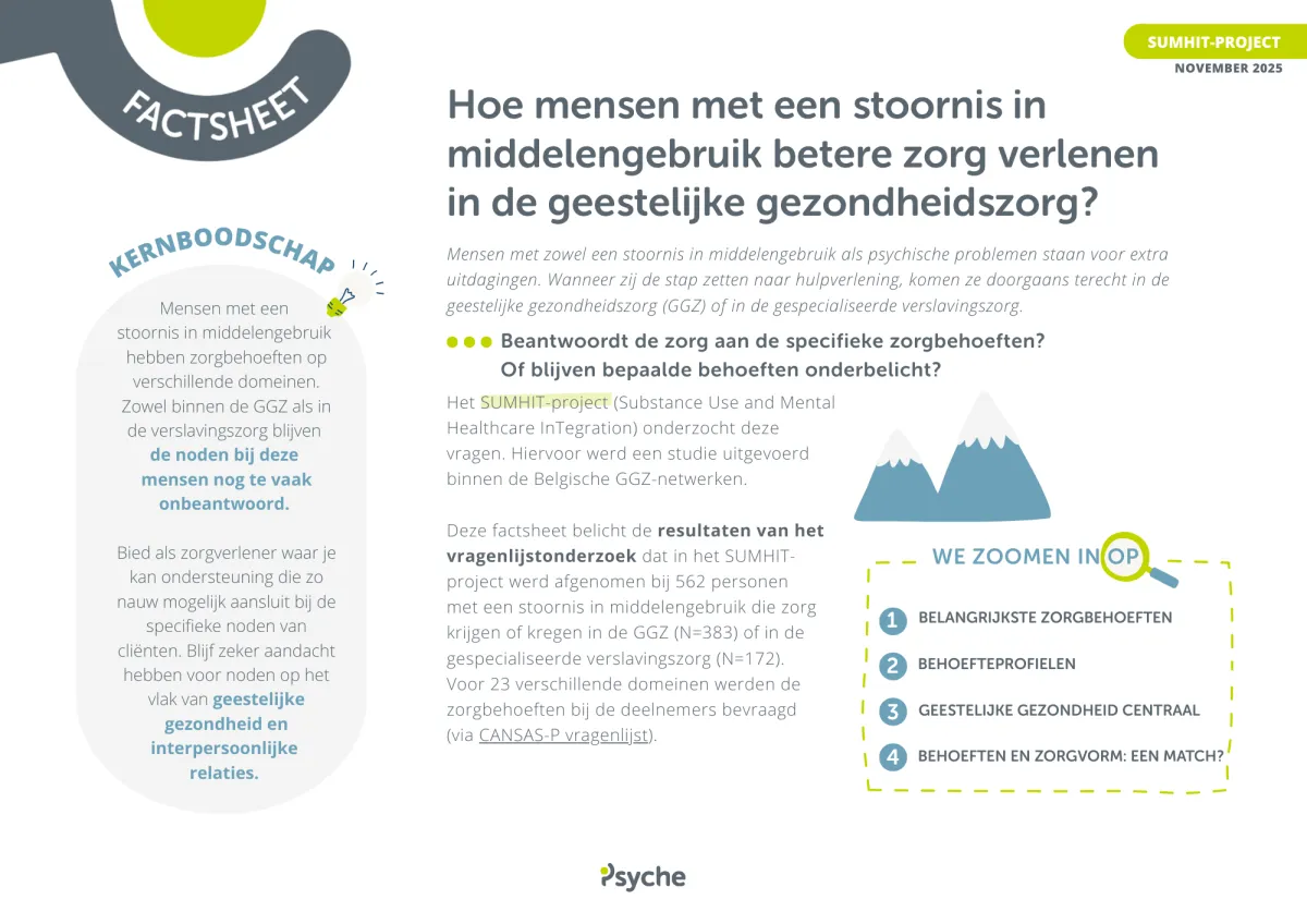 Hoe mensen met een stoornis in middelengebruik betere zorg verlenen in de geestelijke gezondheidszorg?